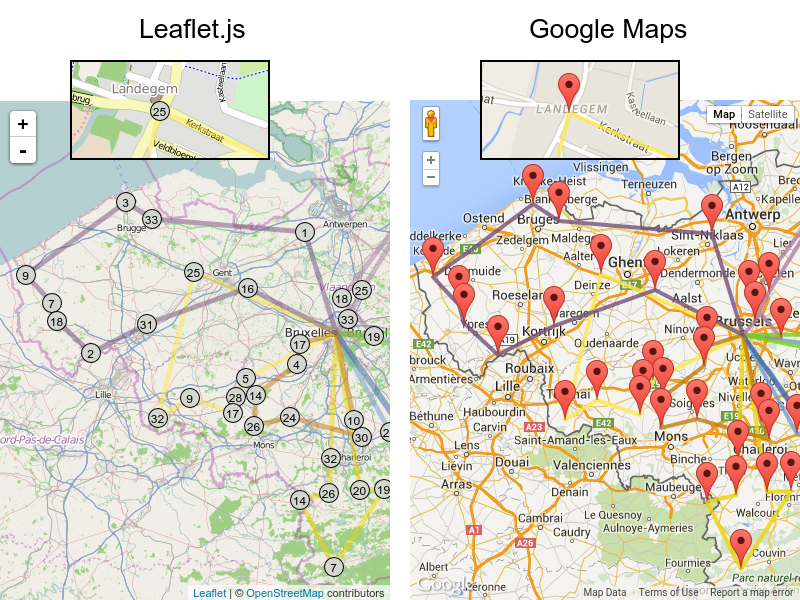 OptaPlanner Visualizing Vehicle Routing with Leaflet and Google Maps