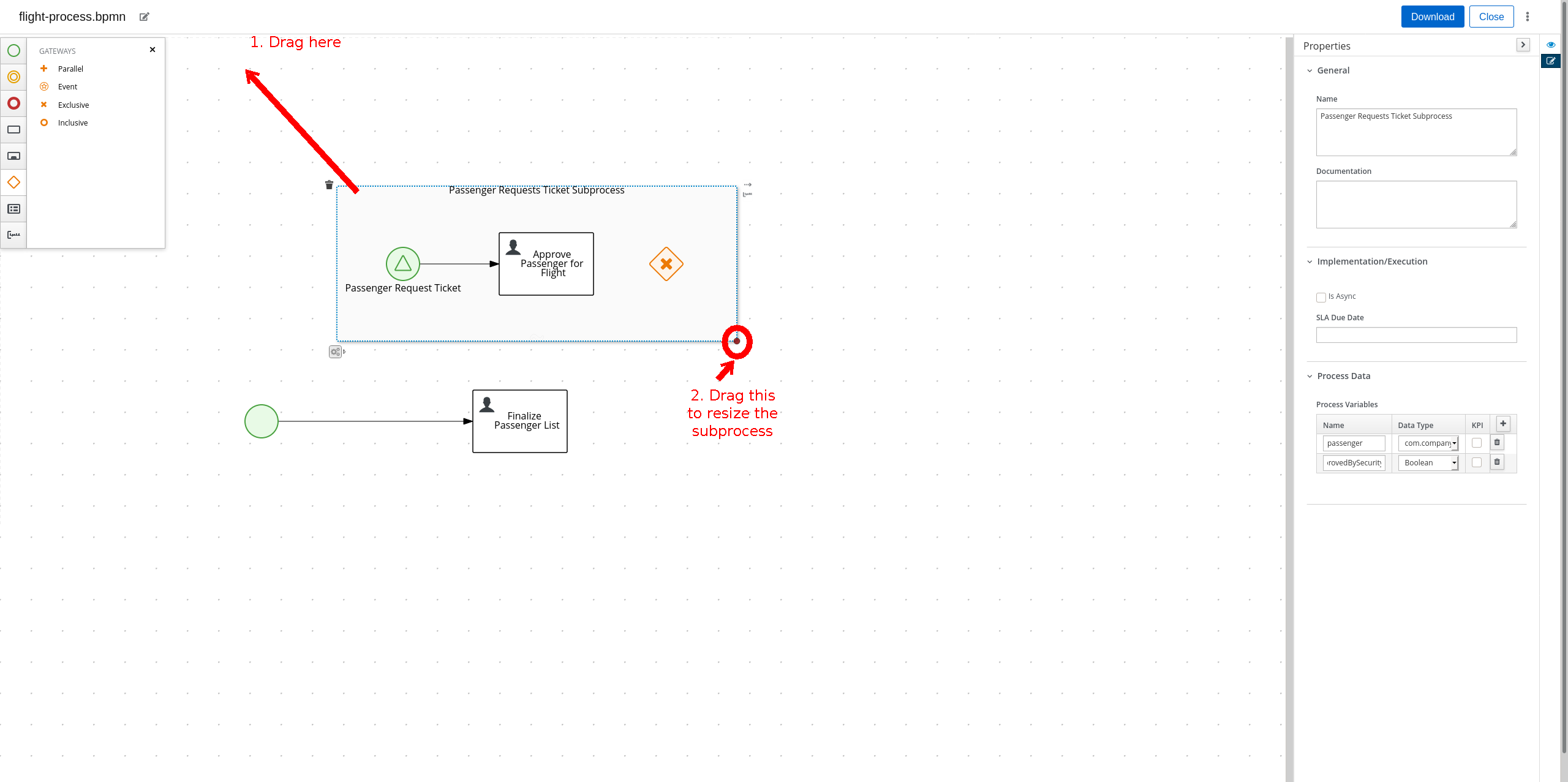 BPMNMoveResizeSubprocess