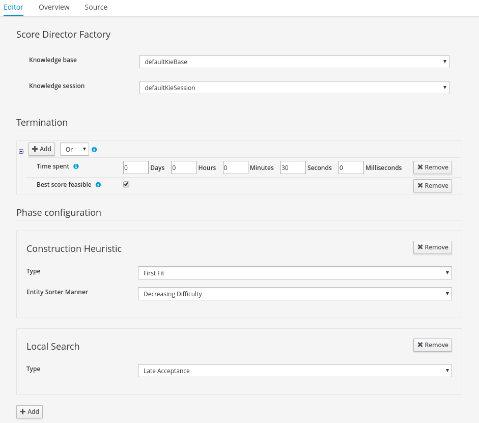 Solver editor screen