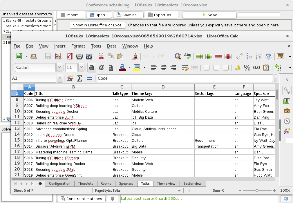 Conference scheduling example